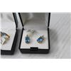 Image 3 : Matching Set of Pear Shaped Glass Blue Topaz - Ring & Earrings (Size 8 Ring)