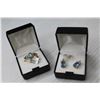 Image 4 : Matching Set of Pear Shaped Glass Blue Topaz - Ring & Earrings (Size 8 Ring)