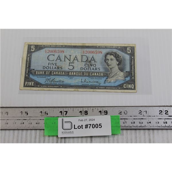 1954 Canadian $5 Bill