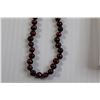 Image 3 : Red/Brown Pearl Necklace (22") with Earrings