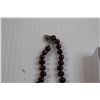 Image 4 : Red/Brown Pearl Necklace (22") with Earrings
