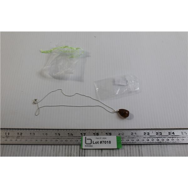 Rutilated Golden Quartz Pendant with Silver Chain - 18"