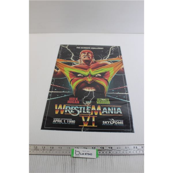 Hogan vs Warrior Wrestlemania Poster VI - 12" x 17 3/4", Some Stains