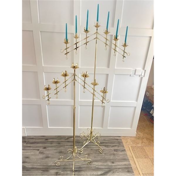 *(2x Bid Price) Pair of Metal Decorative Candleholders with Folding Racks - 50"