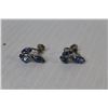 Image 4 : (2) Pairs of Vintage Earrings (clear & blue stones)