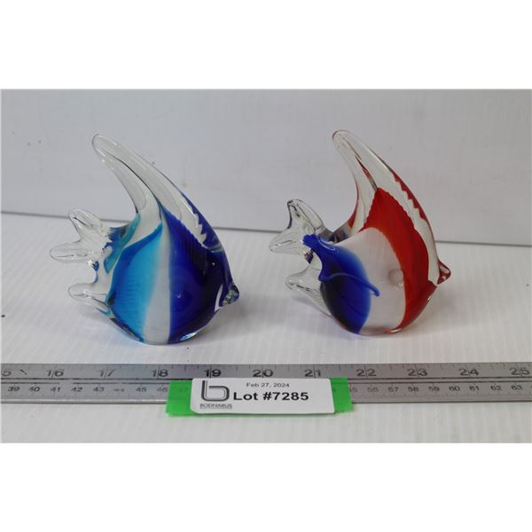 (2) Glass Art Fish