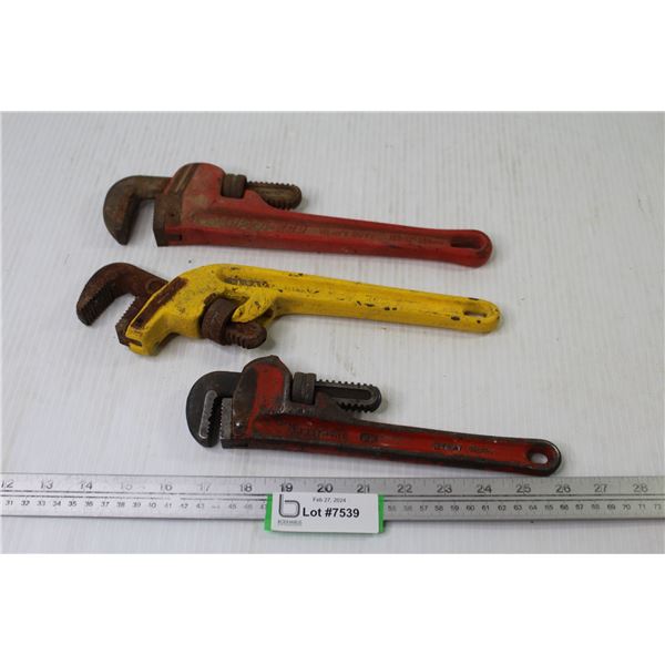 (3) Pipe Wrenches (12" - 12" - 10")