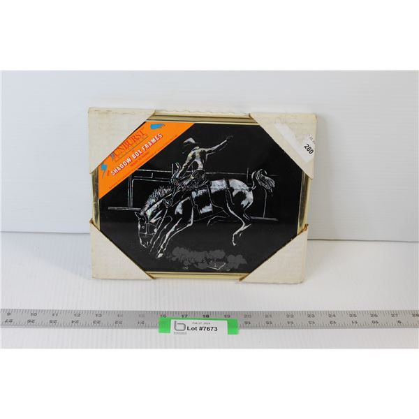 Bucking Bronco Holographic Shadow Box - 10  x 8 