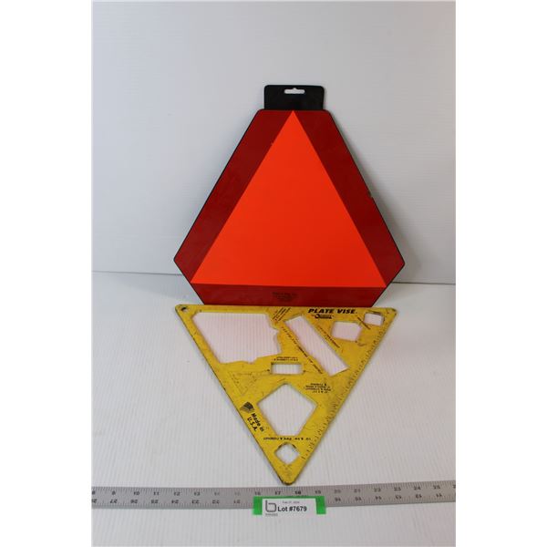 Hazard Sign for Vehicle, Plate Vise With Assorted Measurements for Signs