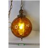 Image 1 : Mid-Century Hanging Amber Glass Swag Light - Plug-In - Works (12" Shade Size, 20" Light Fixture Leng