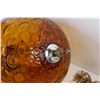 Image 2 : Mid-Century Hanging Amber Glass Swag Light - Plug-In - Works (12" Shade Size, 20" Light Fixture Leng