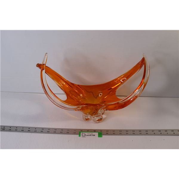 Chalet Art Deco Blown Glass Dish Art - Made in Canada