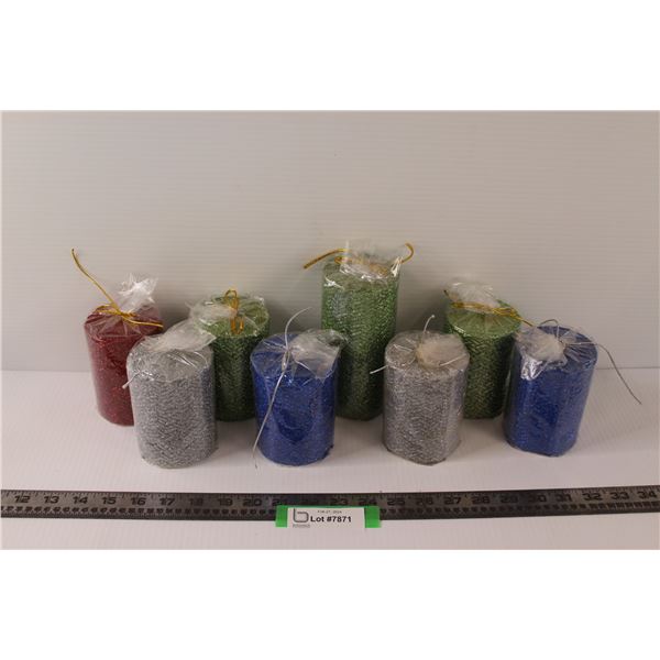 (8) Glitter Pillar Candles