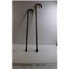 Image 1 : (2) Wooden Canes with Rubber Tips - 33 1/2" and 37"