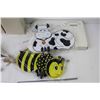 Image 4 : Cow & Bee Whirly Birds - (new) - (2) Metal Yard Decor Items Flower & Butterfly (new) - Male & Female