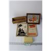 Image 1 : (2) Framed Pieces of Vintage Art, French Ivory Jewelry Case and Misc.