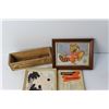 Image 4 : (2) Framed Pieces of Vintage Art, French Ivory Jewelry Case and Misc.