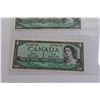 Image 4 : (3) 1954 Centennial Canadian $1 Bills with Serial Number