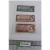 Image 1 : 1954 $5 Canadian Bill, 1954 $2 Bill, 1974 $2 Bill