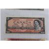 Image 3 : 1954 $5 Canadian Bill, 1954 $2 Bill, 1974 $2 Bill