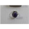 Image 2 : Sterling Silver Natural Purple Charonite Ring - Size 9