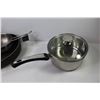 Image 2 : (2) Pots w/Glass Lids - Frying Pan & Strainer