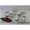 Image 1 : Wooden Dish - Assortment of Mixed China Dishes - Duchess - Royal Stafford- (2) Glass Dishes