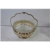 Image 2 : Metal Basket Style Glass Dish Holder - (3) Footed Globe Style Glass Condiment Holders