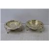 Image 5 : Metal Basket Style Glass Dish Holder - (3) Footed Globe Style Glass Condiment Holders
