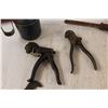 Image 4 : Vintage/Antique Tools - Oil Can, Pipe Wrenches, Open Ended Wrenches, Grease Gun, Die, Knife Sharpene