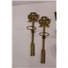 Image 7 : Brass Door Mail Slot, Door Stop, Coat Hanger, Candle Holders & (3) Copper Scoops