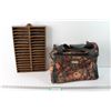 Image 1 : 32-Cassette Tape Wood Holder-15.5"x10", Floral Small Luggage Bag-14"x10"x9"