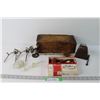 Image 1 : Kapp & Peterson's Pipe w/Accessories, Wooden Storage Box, Vintage Metal Measuring Tape, (2) Antique 