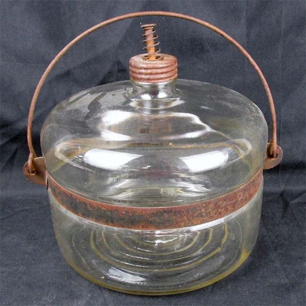 Vintage Kerosene Stove Fuel Tank Glass Jar Circa 1930's