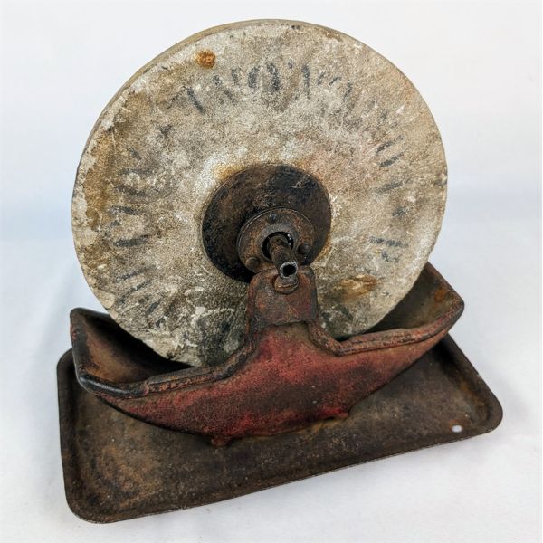 Antique Hand Crank Wet Stone Grinder Sharpening Tool (missing crank)
