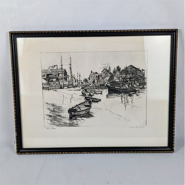 Lionel Barrymore (Drew Barrymore's Great Uncle) Etching "San Pedro" Circa 1940's
