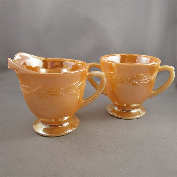 Vintage Fire King Peach Luster Cream & Sugar