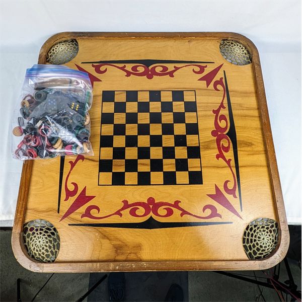 Vintage Wooden 2 Sided Game Board 27" Square