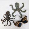 Image 1 : Set of 2 Vintage Metal Octopus and a Pair of Steampunk Goggles