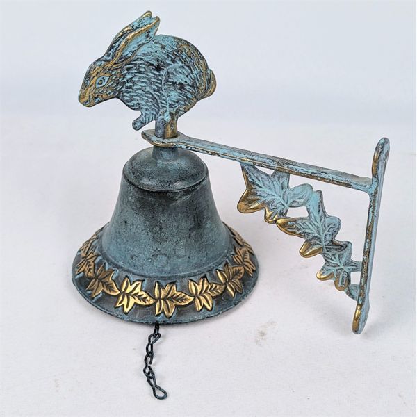 Vintage Metal Bell for Wall with Rabbit