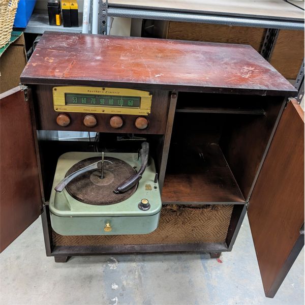 Vintage Northern Electric Radio & Record Player Console 