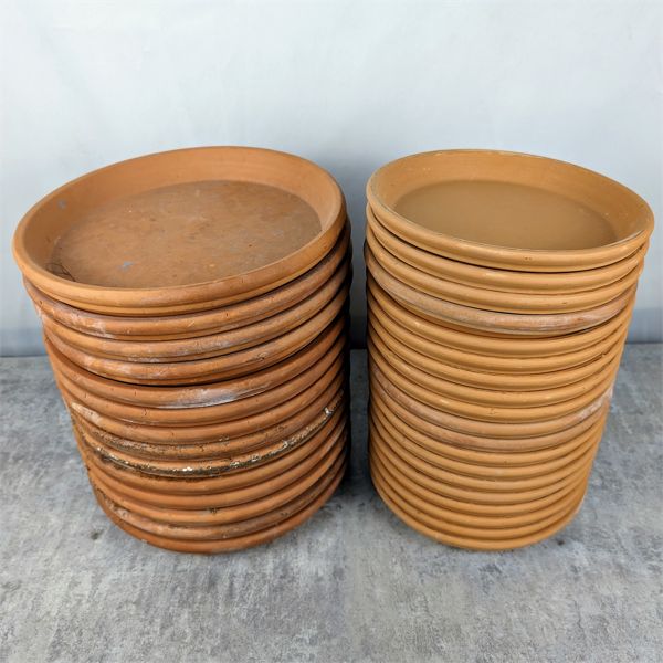 Lot of 33 Terra Cotta Plates in 2 sizes