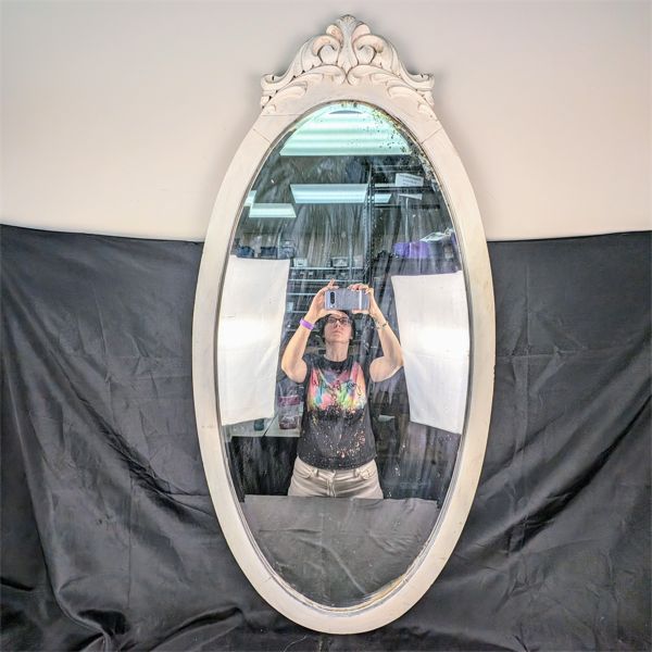 Vintage Wood Framed Mirror 46" x 22"