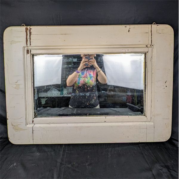 Painted 1/4 Cut Oak Bevel Glass Mirror 35" x 25"