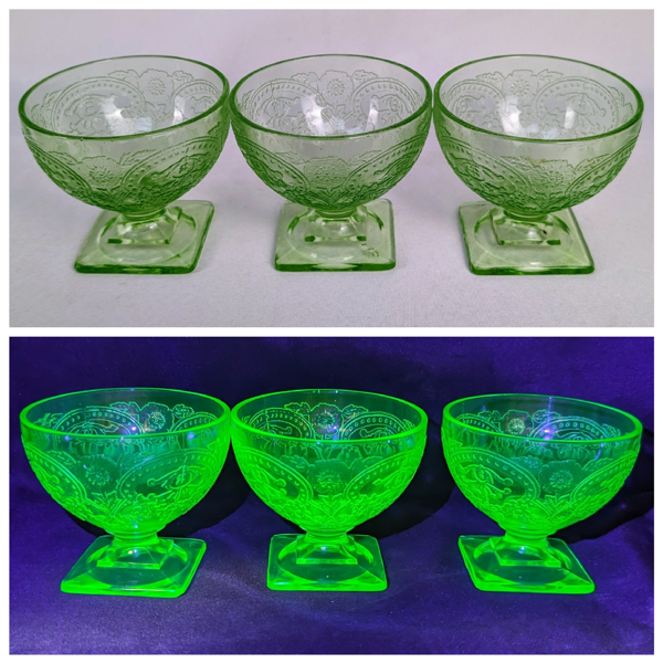 Set of 3 Uranium Ware Dessert Cups 3"