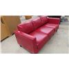 Image 3 : Leather/ Leather Style Red Couch 70" Wide