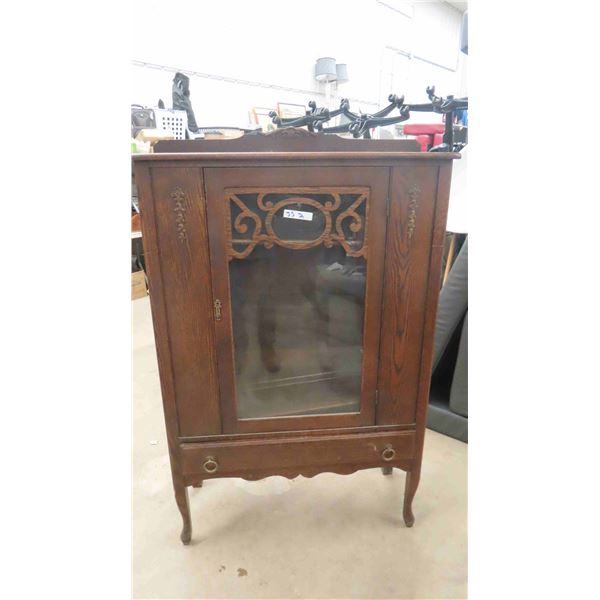 Oak China Cabinet with 2 Shelves 15" x 39" x 60" 