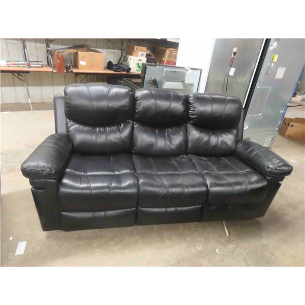 Leather/ Leather Style Reclining Couch 78  Wide