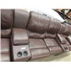 Image 7 : 5 pc Leather/ Leather Style Reclining Couch 140" Wide - 1 small tear