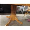 Image 3 : Oak Pedestal Table 30" x 41" x 59" included is (1) 17" Leaf & 3 Chairs